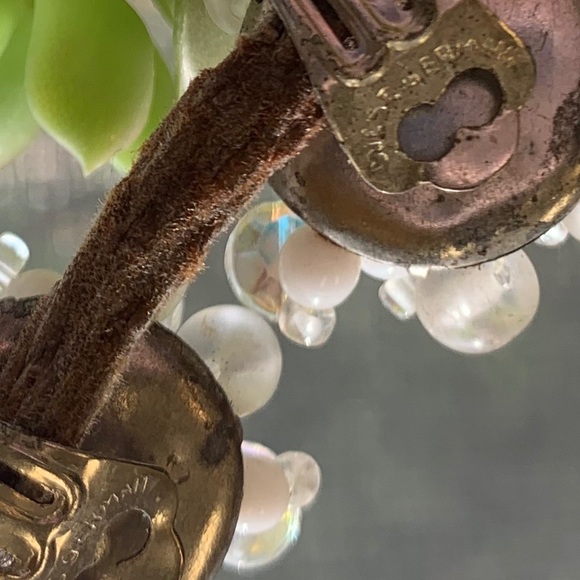 Vintage White Bead Crystal Earrings West Germany - Picture 6 of 9